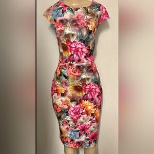 New York & Company Pink Floral Midi Dress